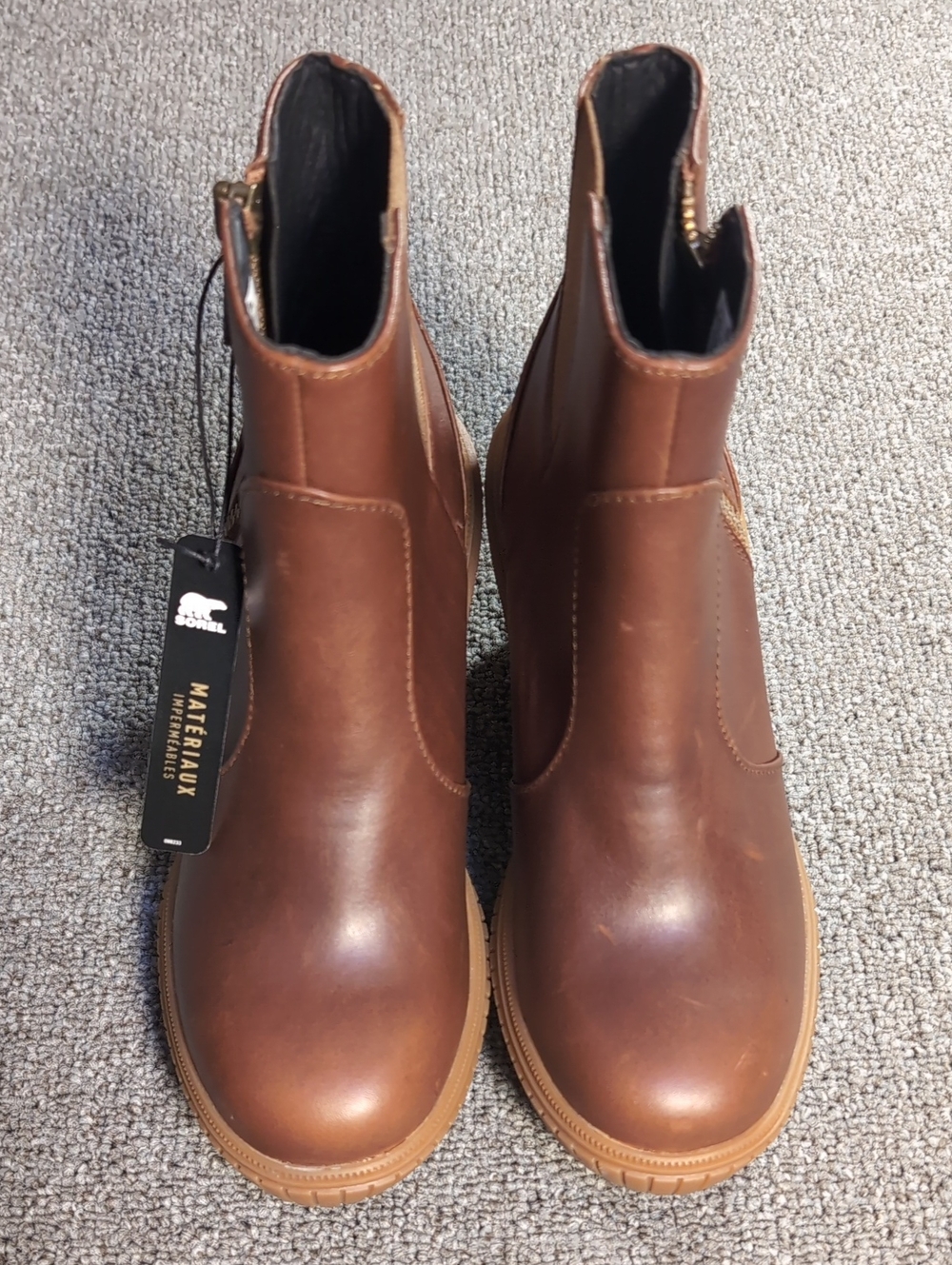 NWT SOREL Ona Ave Zip Wedge Boots Size 6.5 in Velvet Tan/Gum - Picture 4 of 9